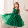 Blue Green Girls Wedding Kids Cute Birthday Party Tutu Dresses for Girls 4-14 Years Old Sleeveless