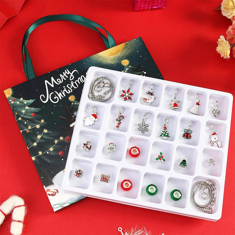 Christmas Kids Bracelet Earring Advent Calendar 2025 New Year Countdown Home Party Girl Jewelry Gift Blind Box Atmosphere Items