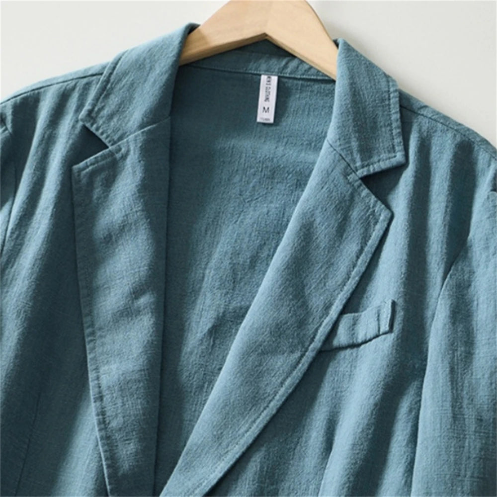 6 Colors Linen Suit Jacket for Men Spring Autumn Blazer Lightweight Breathable Jacket Loose Fit M-4XL Men's Wear