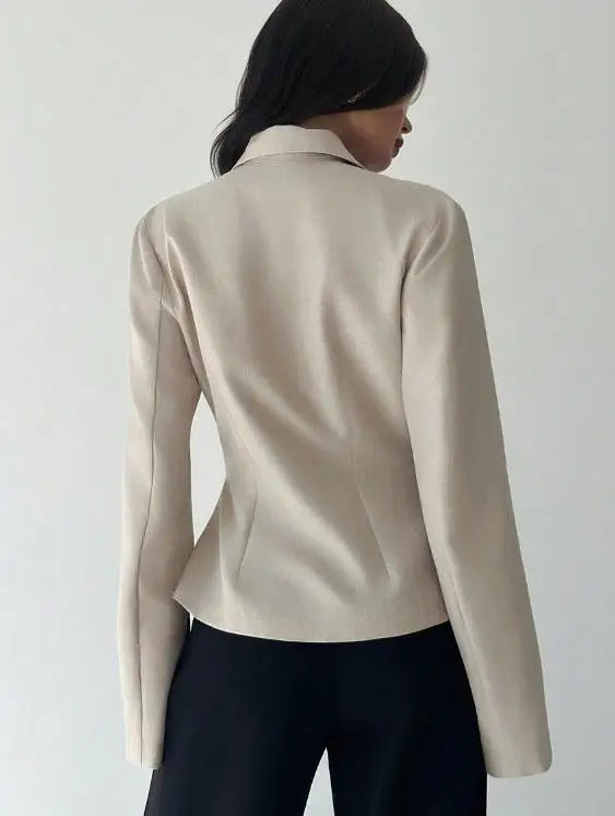 Autumn and Winter Women's Solid Color Peplum Waist Jacket Stylish Temperament Formal Single-Button Small Suit