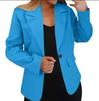 Women's Minimalist Solid Button Lapel Collar Blazer Commuter Long Sleeve Coat Cardigan Elegant Solid Casual Tailored Suit Tops