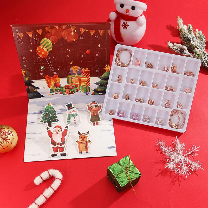 Christmas Kids Bracelet Earring Advent Calendar 2025 New Year Countdown Home Party Girl Jewelry Gift Blind Box Atmosphere Items