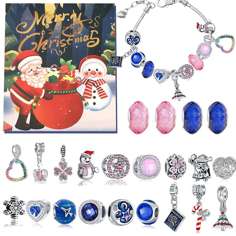 Christmas Kids Bracelet Earring Advent Calendar 2025 New Year Countdown Home Party Girl Jewelry Gift Blind Box Atmosphere Items