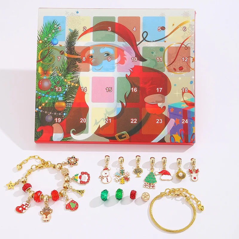 Christmas Kids Bracelet Earring Advent Calendar 2025 New Year Countdown Home Party Girl Jewelry Gift Blind Box Atmosphere Items
