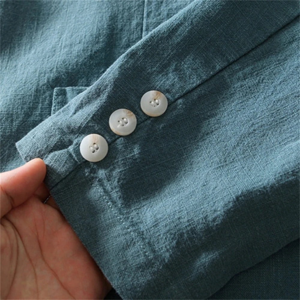 6 Colors Linen Suit Jacket for Men Spring Autumn Blazer Lightweight Breathable Jacket Loose Fit M-4XL Men's Wear