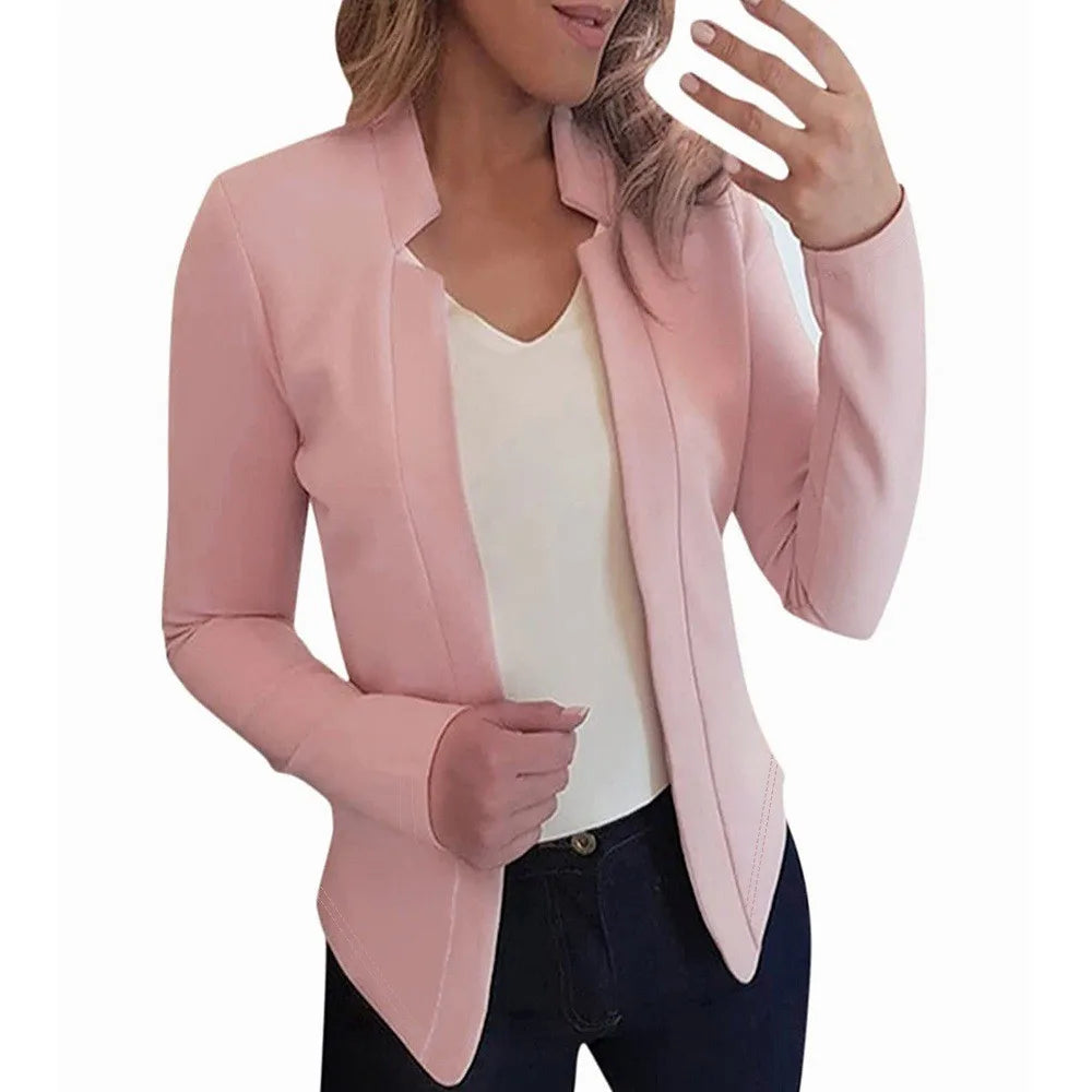 2025 Women's Thin White Blazer Summer Autumn Slim Fit Long Sleeve Open Stitch Office Coat Tops Black Ladies Fashion Outwear