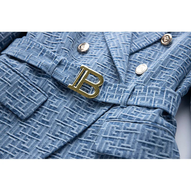 Spring Autumn 2025 New Sle Slim Fit Denim OL Commute Jaet Embroidered Small Suit Outerwear Faionable Busin Women's Coat