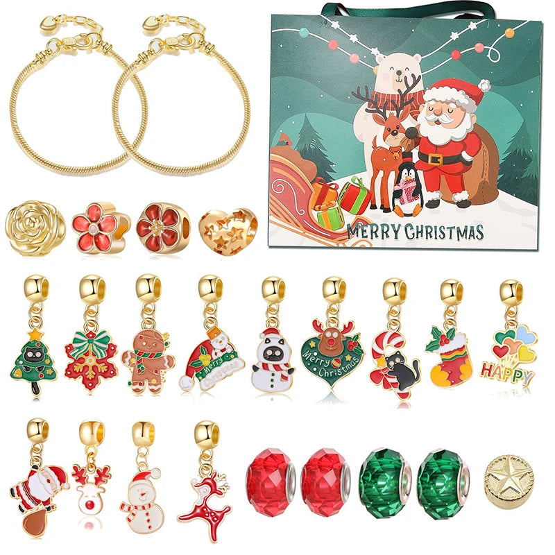 Christmas Kids Bracelet Earring Advent Calendar 2025 New Year Countdown Home Party Girl Jewelry Gift Blind Box Atmosphere Items